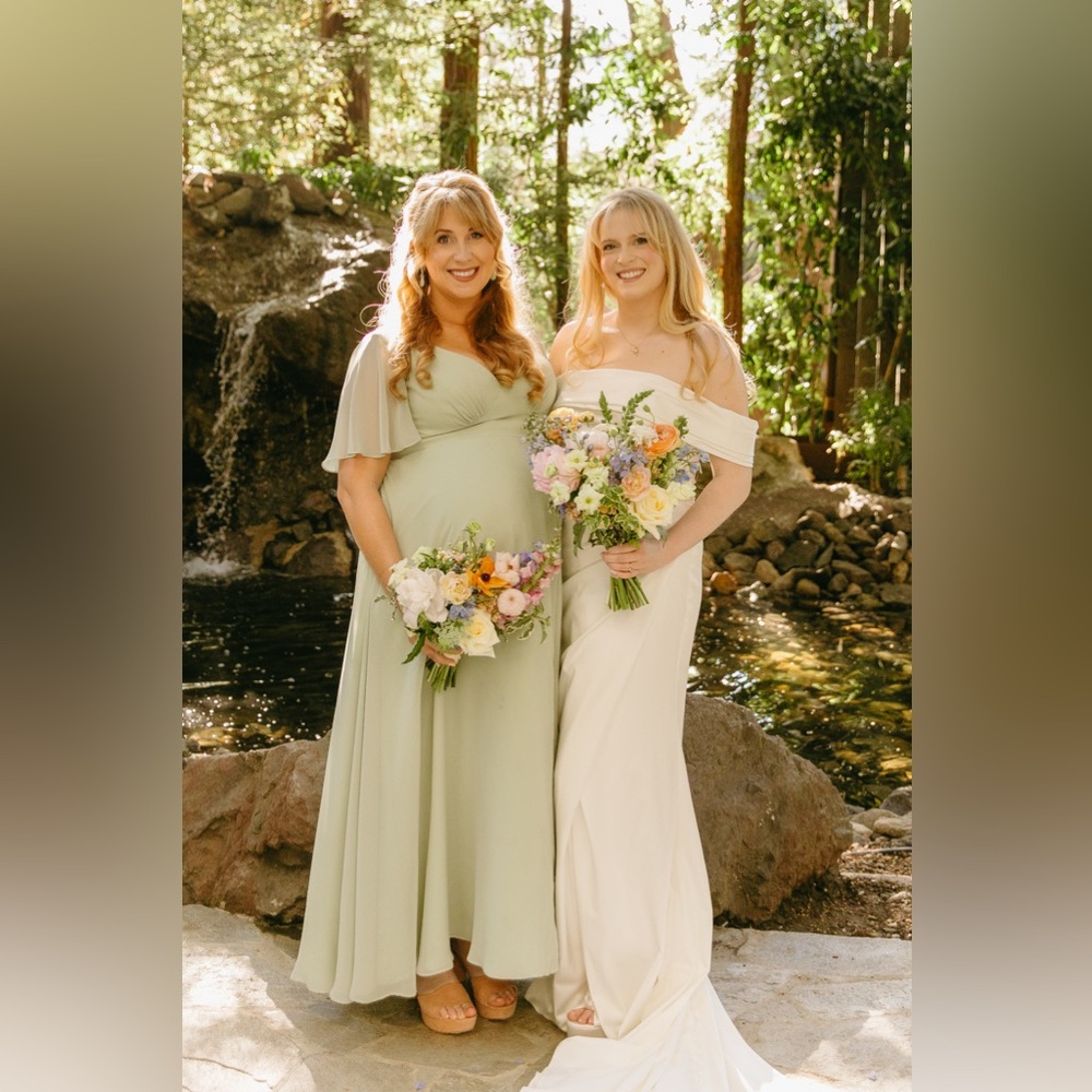 Azazie Light Green Maxi Dress - maternity bridesmaid dress